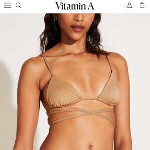 Vitamin A Sol Strappy Wrap Top - Golden Glow Metallic